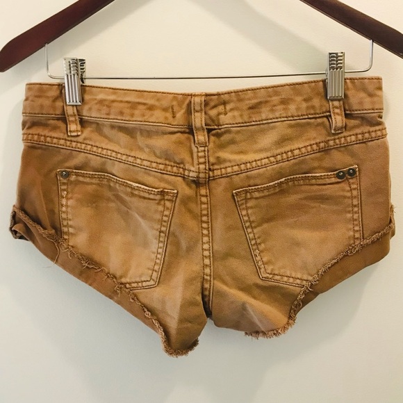 Free People Irreplaceable Cut Off Denim Shorts 24 tan brown jeans - Picture 3 of 10